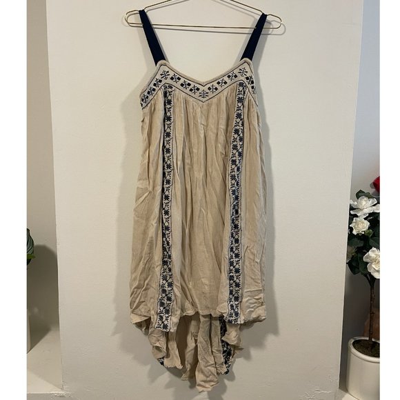 Staring at Stars Beige and Navy High Low Dress - Picture 1 of 4